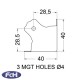 Medium Flat Corners with 1.6mm Radius - 40mm x 40mm - Pack of 4